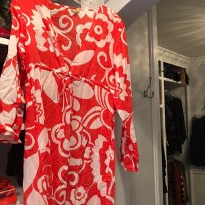 Echo orange and white maxi beach cover-up